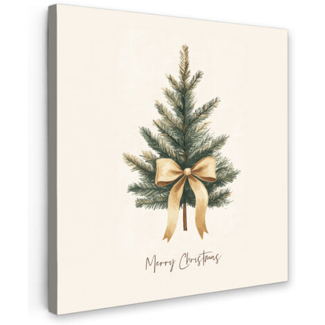 QUADRO SU TELA Albero di Natale - Natale - Buon Natale - Beige 50x50 cm