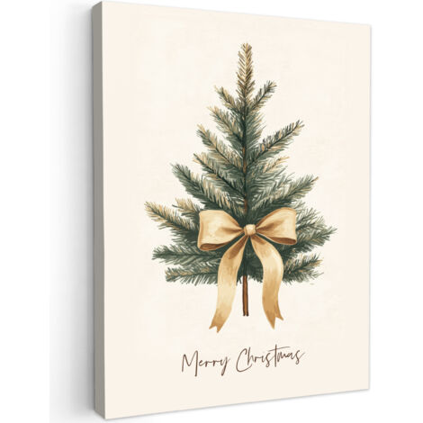 QUADRO SU TELA Albero di Natale - Natale - Buon Natale - Beige 60x80 cm