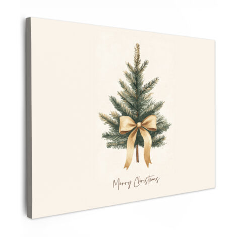QUADRO SU TELA Albero di Natale - Natale - Buon Natale - Beige 80x60 cm