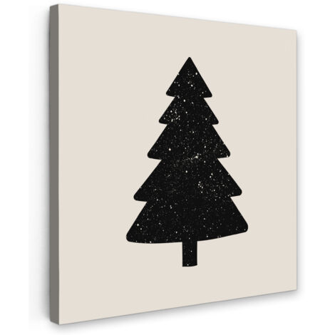 QUADRO SU TELA Albero di Natale - Nero - Vacanze - Beige 20x20 cm