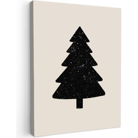 QUADRO SU TELA Albero di Natale - Nero - Vacanze - Beige 60x80 cm