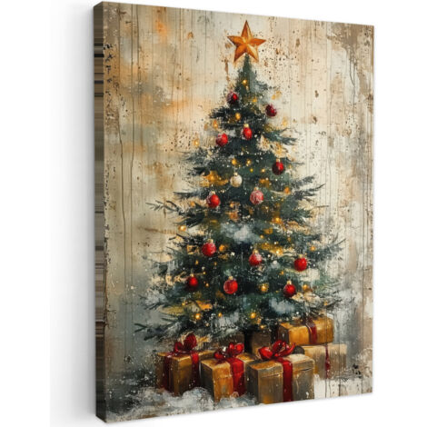 QUADRO SU TELA Albero di Natale - Vintage - Natale - Regalo 60x80 cm