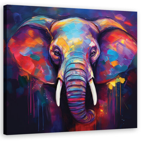 Quadro su tela, Animali Pop Art Elefante - 60x60