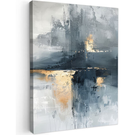 QUADRO SU TELA Arte - Grigio - Oro - Astratto 60x80 cm