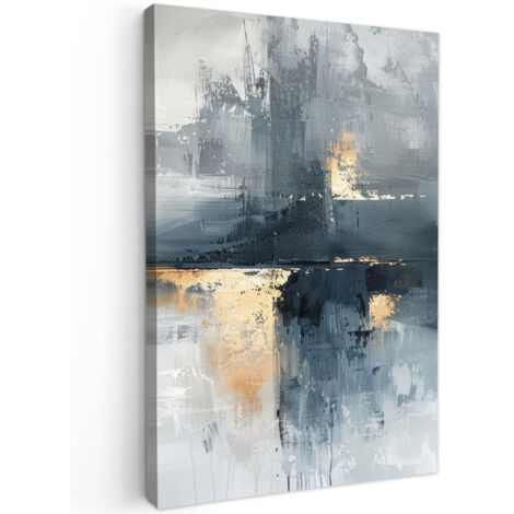 QUADRO SU TELA Arte - Grigio - Oro - Astratto 80x120 cm