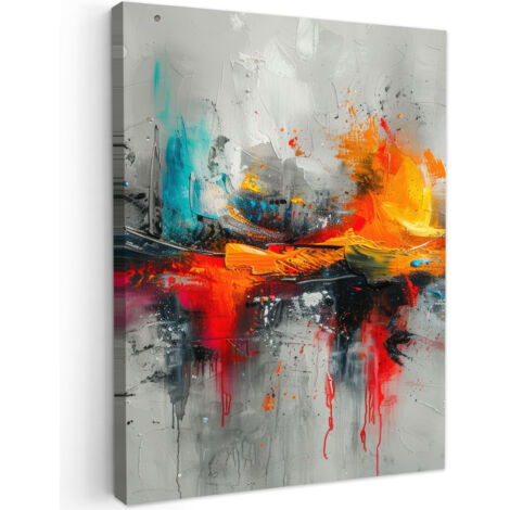 QUADRO SU TELA Arte moderna - Arancione - Grigio - Astratto 60x80 cm