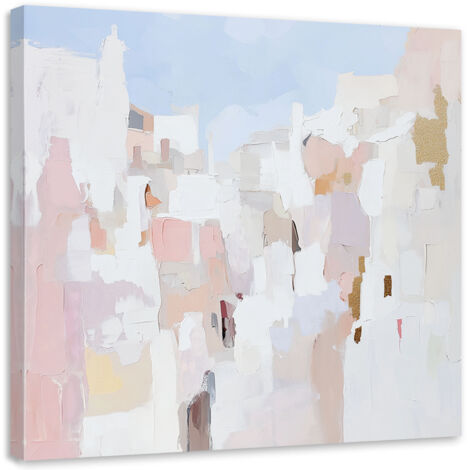 Quadro su tela, Astratti Pastello Macchie Rosa Blu - 40x40