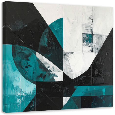 Quadro su tela, Astrattismo geometrico turchese, 30x30