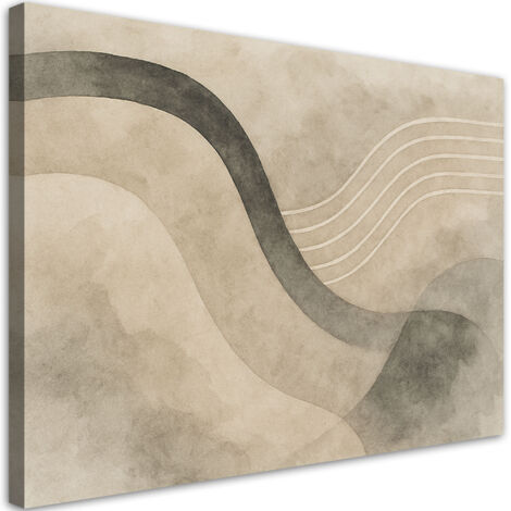 Quadro su tela, Astrattismo Minimalismo Beige Onde - 120x80