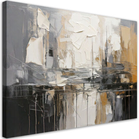 Quadro su tela, Astrattismo oro grigio beige - 120x80