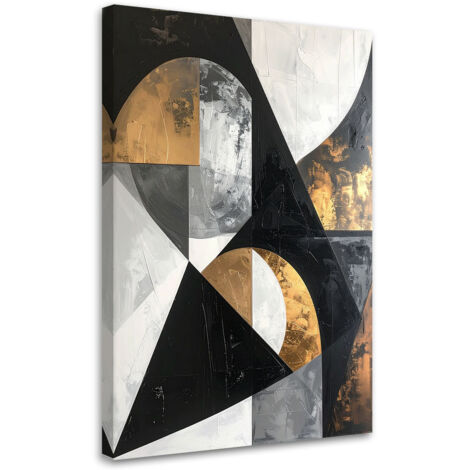 Quadro su tela, Astrattismo texture figure geometriche nero, 30x45