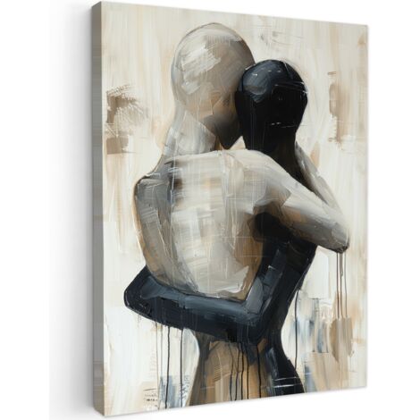 QUADRO SU TELA Astratto - Amore - Bianco e nero - Moderno 60x80 cm