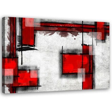 Quadro su tela, Astratto Bianco Rosso - 90x60