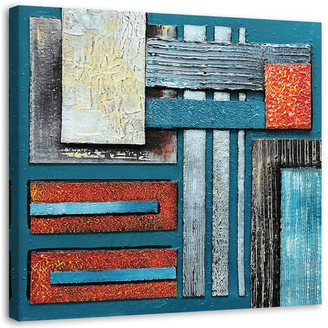 Quadro su tela, Astratto blu turchese - 50x50