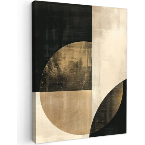 QUADRO SU TELA Astratto - Forme geometriche - Nero - Oro 60x80 cm