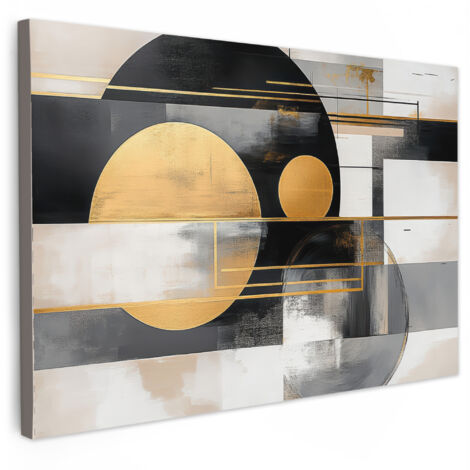 QUADRO SU TELA Astratto - Oro - Argento - Forme - Estetico - Moderno 120x80 cm