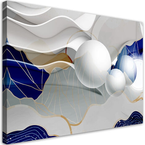 Quadro su tela, Astrazione blu con palline 3D - 100x70
