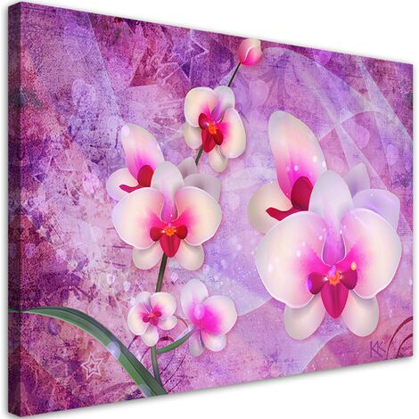 Quadro su tela, Astrazione dei fiori di orchidea - 100x70