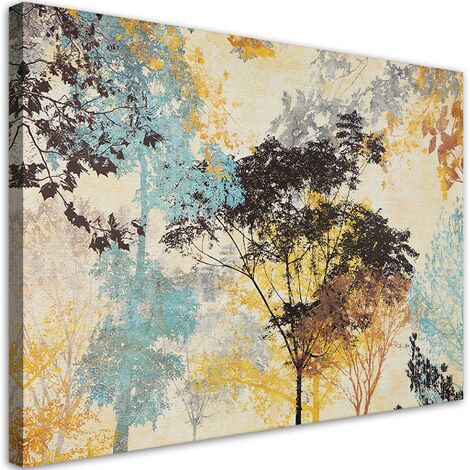 Quadro su tela, Astrazione di alberi colorati - 90x60