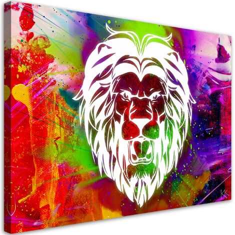 Quadro su tela, Astrazione di leone colorato - 60x40