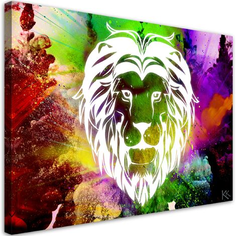 Quadro su tela, Astrazione di leone colorato - 60x40