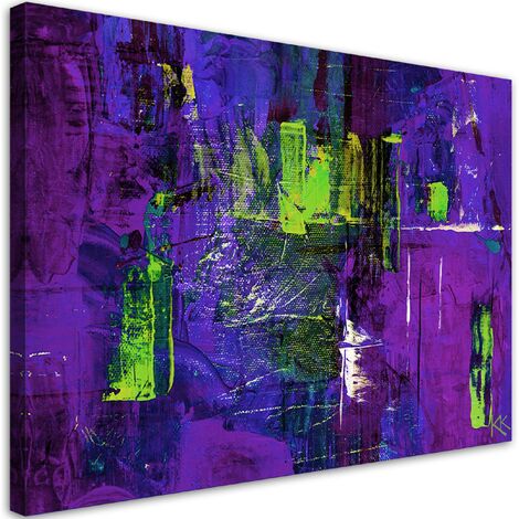 Quadro su tela, Astrazione dipinta a mano viola - 100x70