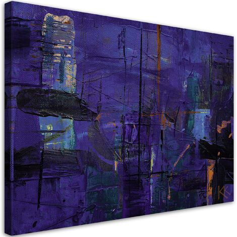 Quadro su tela, Astrazione dipinta a mano viola - 60x40