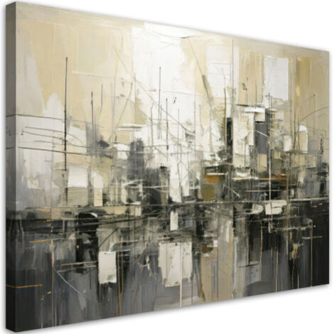 Quadro su tela, Astrazione moderna in grigio e beige - 120x80