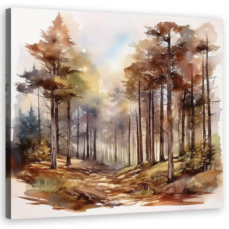 Quadro su tela, Autunno Foresta Alberi Natura - 40x40