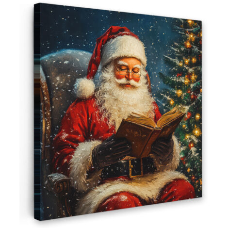 QUADRO SU TELA Babbo Natale - Natale - Inverno - Albero di Natale 20x20 cm