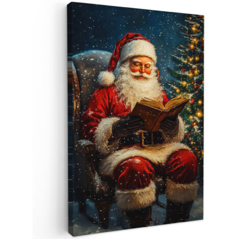 QUADRO SU TELA Babbo Natale - Natale - Inverno - Albero di Natale 20x30 cm