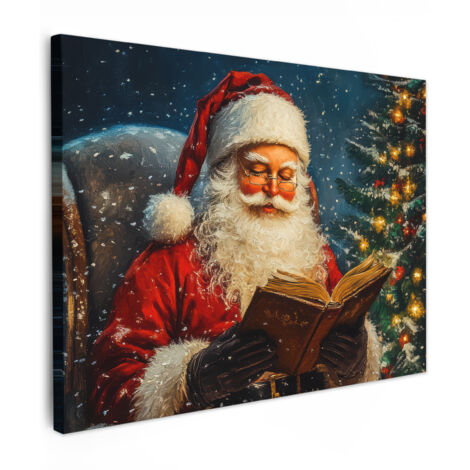 QUADRO SU TELA Babbo Natale - Natale - Inverno - Albero di Natale 40x30 cm