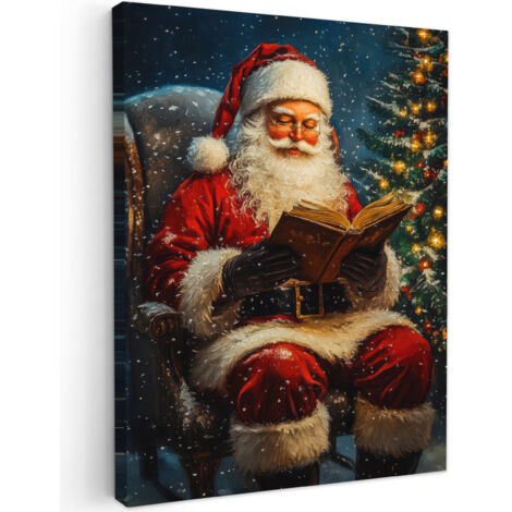 QUADRO SU TELA Babbo Natale - Natale - Inverno - Albero di Natale 60x80 cm