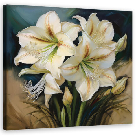 Quadro su tela, Bouquet di fiori bianchi - 30x30