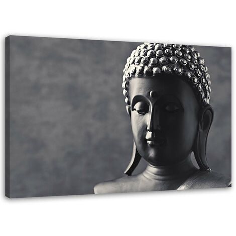 Quadro su tela, Buddha sfondo grigio - 90x60