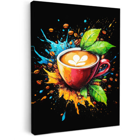 QUADRO SU TELA Caffè - Graffiti - Bere - Astratto 60x80 cm