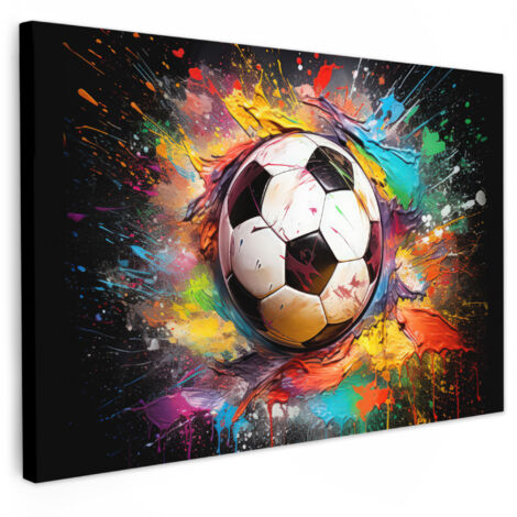 QUADRO SU TELA Calcio - Vernice - Colori - Nero - Bianco 30x20 cm