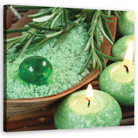 Quadro su tela, Candele spa turchesi - 30x30