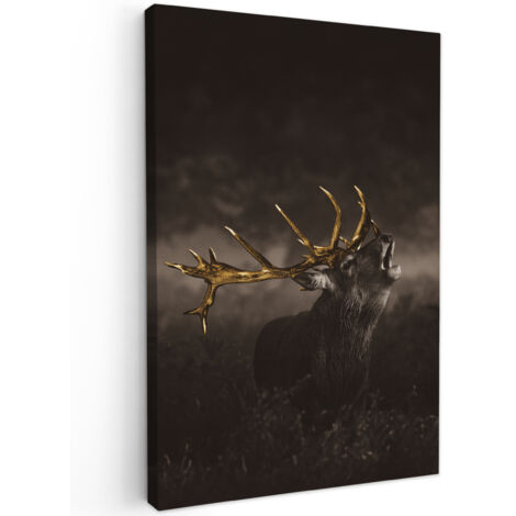 QUADRO SU TELA Cervo - Nero - Oro 40x60 cm