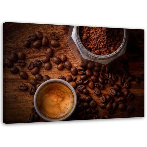 Quadro su tela, Chicchi di caffà¨ in una tazza - 60x40