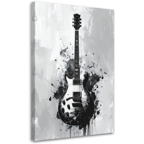 Quadro su tela, Chitarra elettrica bianco e nero, 30x45