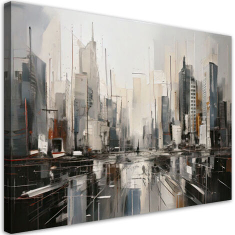 Quadro su tela, Città  astratta grattacieli in beige - 60x40