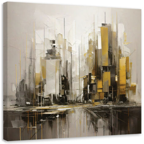 Quadro su tela, Città  astratta oro minimalismo - 50x50