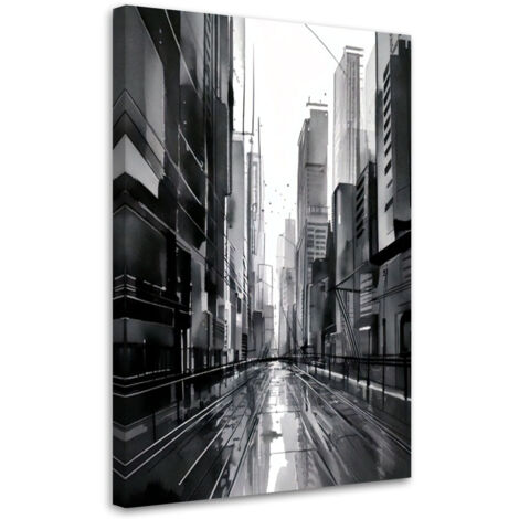 Quadro su tela, Città  strada grattacieli grigio moderno - 40x60
