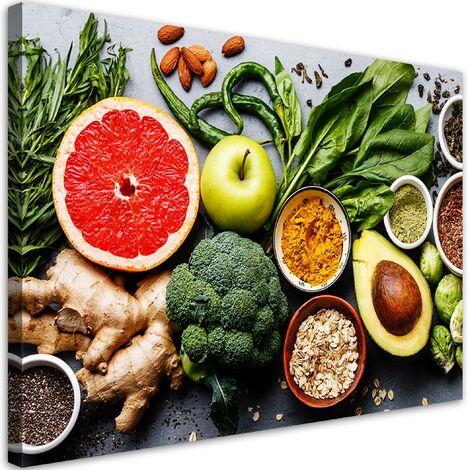 Quadro su tela, Composizione di verdure e frutta - 60x40
