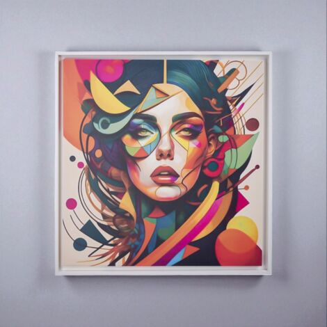 Quadro su tela con cornice moderno 98x98 cm ritratto donna astratto