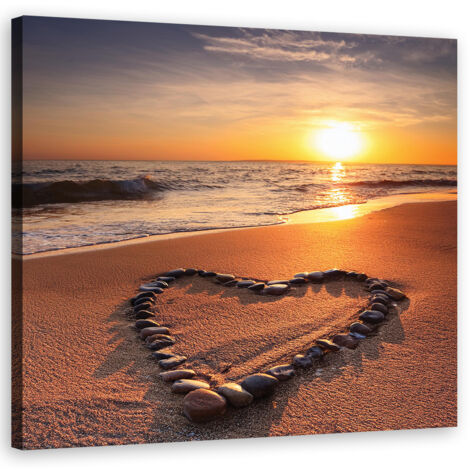 Quadro su tela, Cuore d'amore al tramonto - 40x40