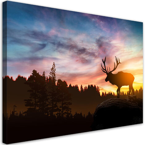 Quadro su tela, Deer al tramonto - 60x40