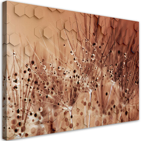 Quadro su tela, Dente di leone in gocce di rugiada - 60x40