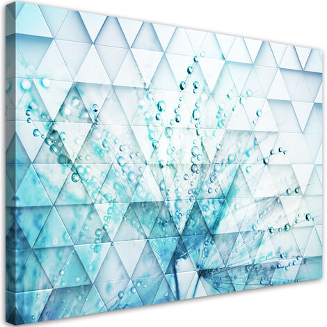 Quadro su tela, Dente di leone turchese in gocce di rugiada - 60x40